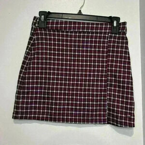 Pull & Bear Plaid Checkered Red and Blue Fall/Winter Mini Skirt